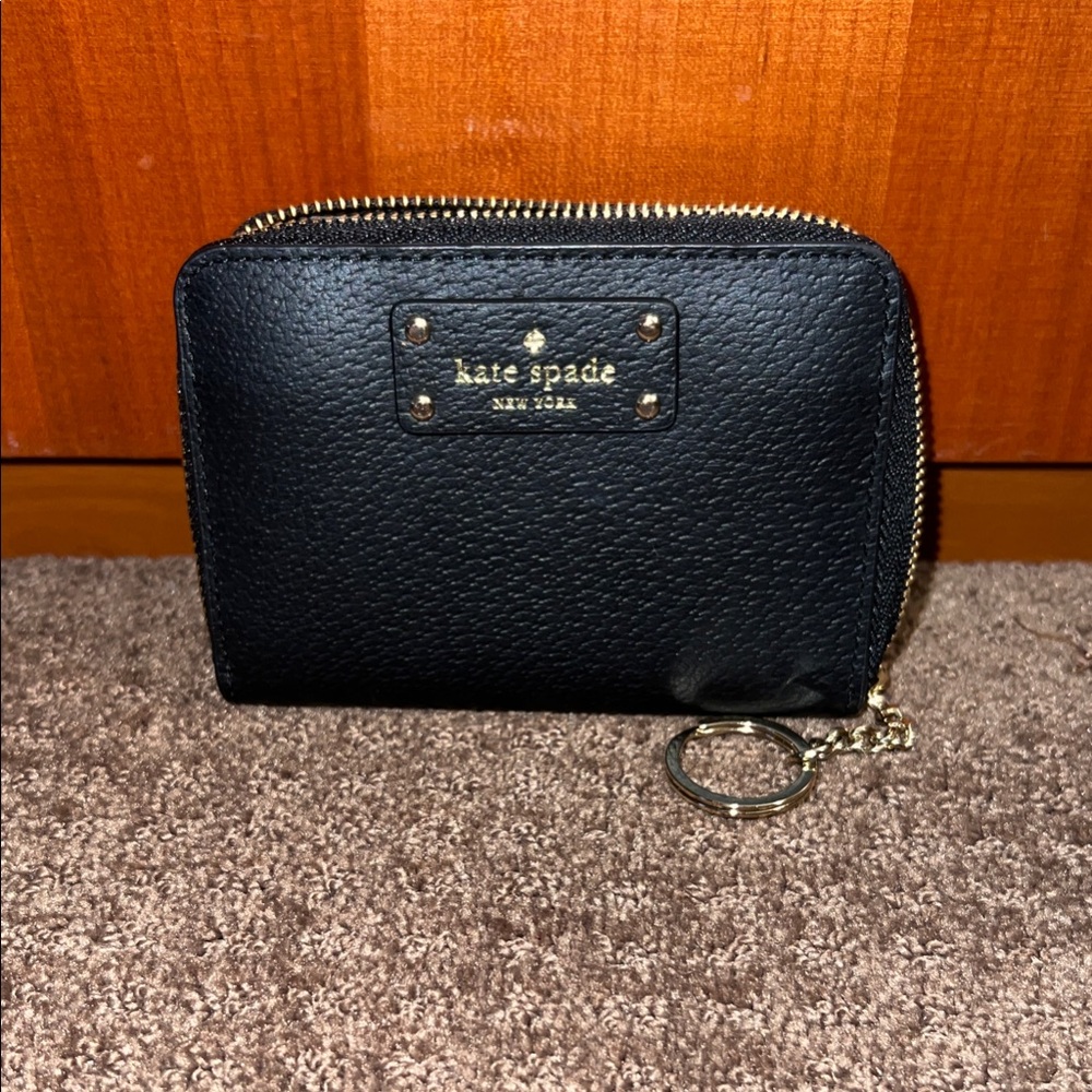 Kate Spade Black Leather Wallet with Gold Accents